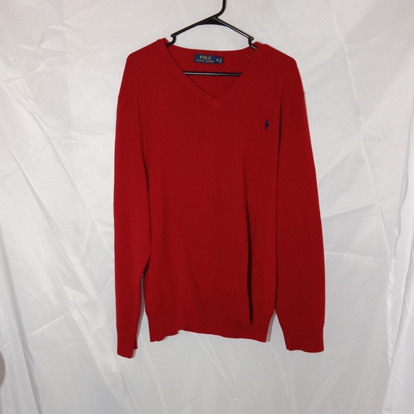 Polo by Ralph Lauren Pullover Sweater Red 100% Italian Merino Wool Mens Size XL - Picture 4 of 12